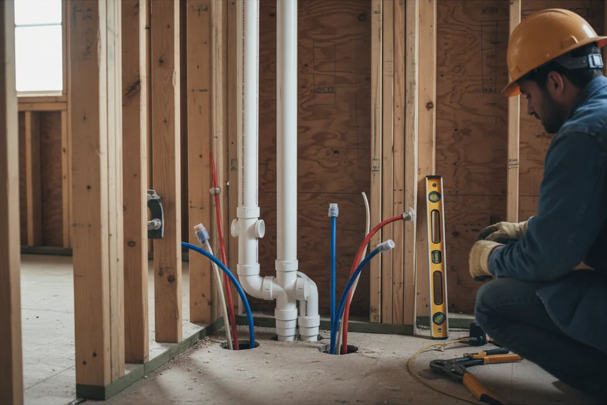 Drain and supply rough-in during Drain Cleaning in North Lawrence